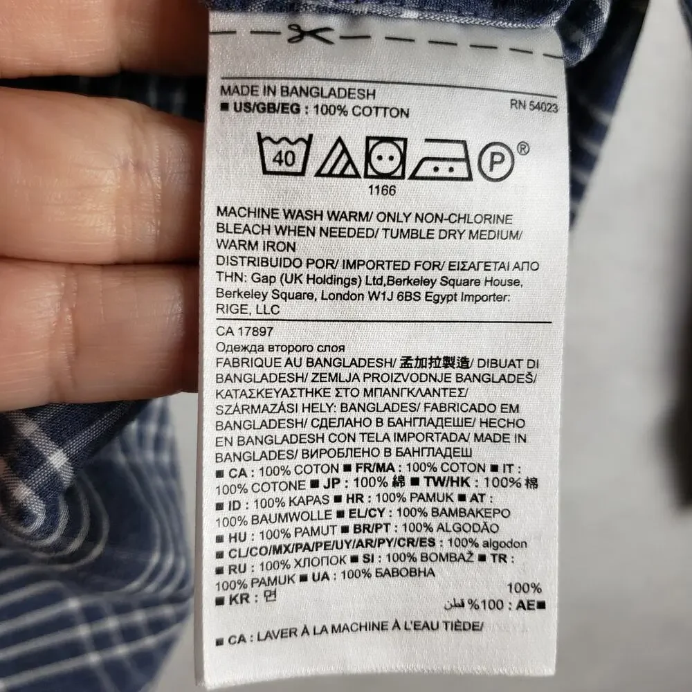 Banana Republic Men's L Long Sleeve‎ Plaid Button Down Blue Tailored Slim Fit - Picture 6 of 8